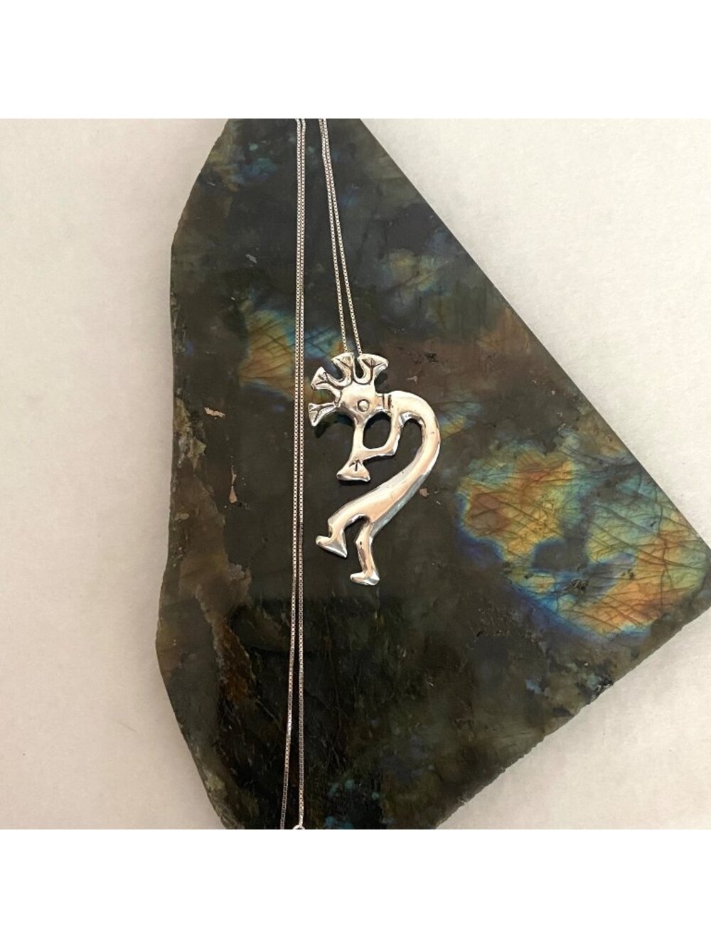 Sterling Silver 925 Southwest Style Kokopelli Pendant Necklace 18" Chain